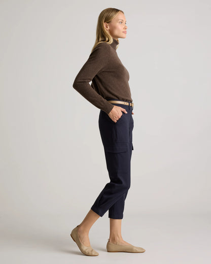 Ultra-Stretch Ponte Tapered Cargo Pants - XS / Black