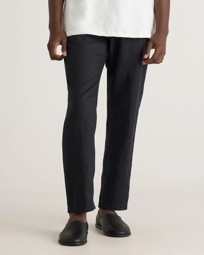 100% European Linen Drawstring Beach Pants - XS / Taupe Brown Chambray