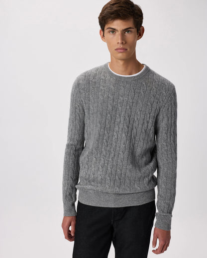 Mongolian Cashmere Classic Cable Crewneck Sweater - S / Teak