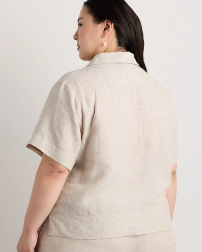 100% European Linen Short Sleeve Shirt - 1X / Flax