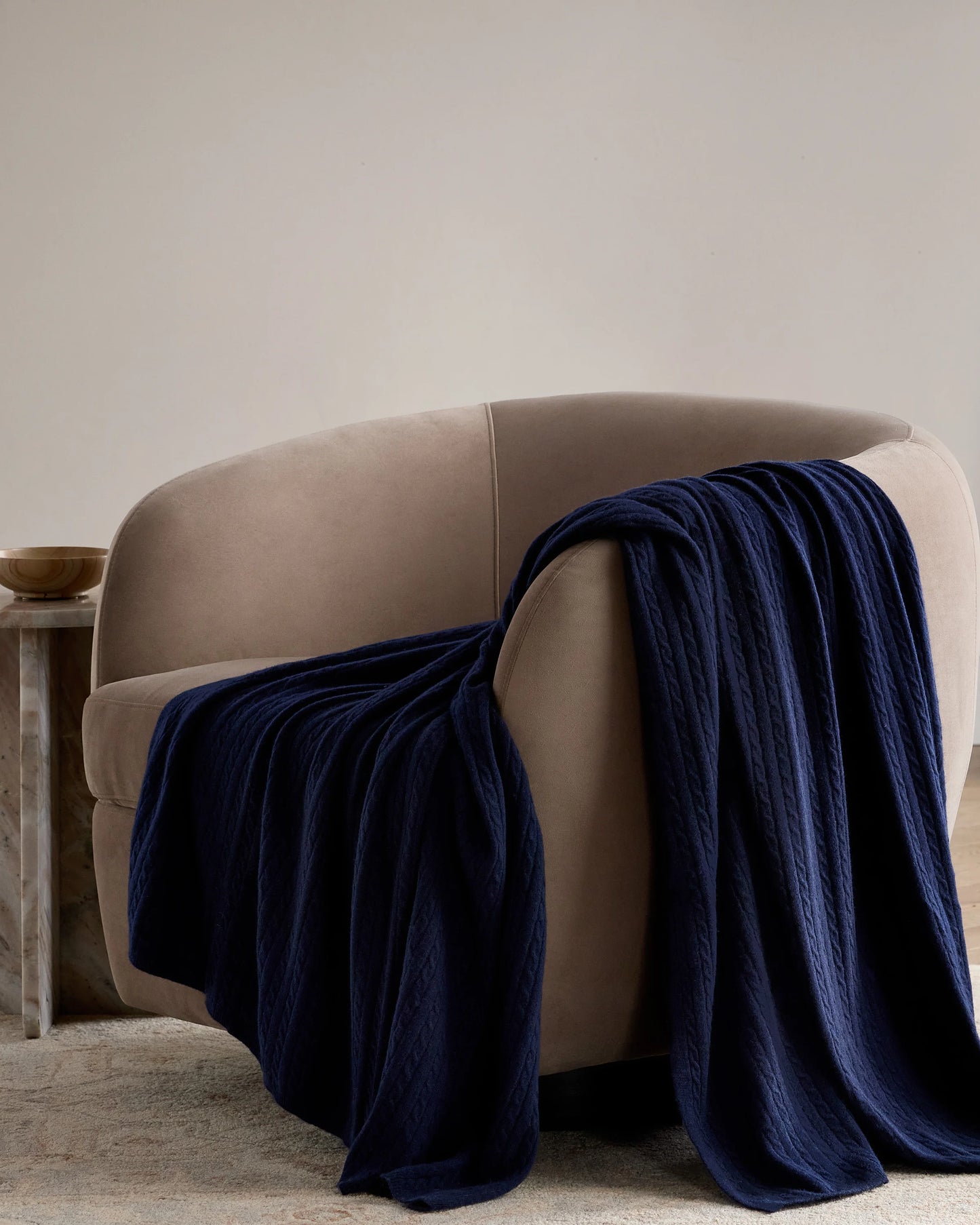 Cable Knit Cashmere Throw - 50x70 / Limoncello