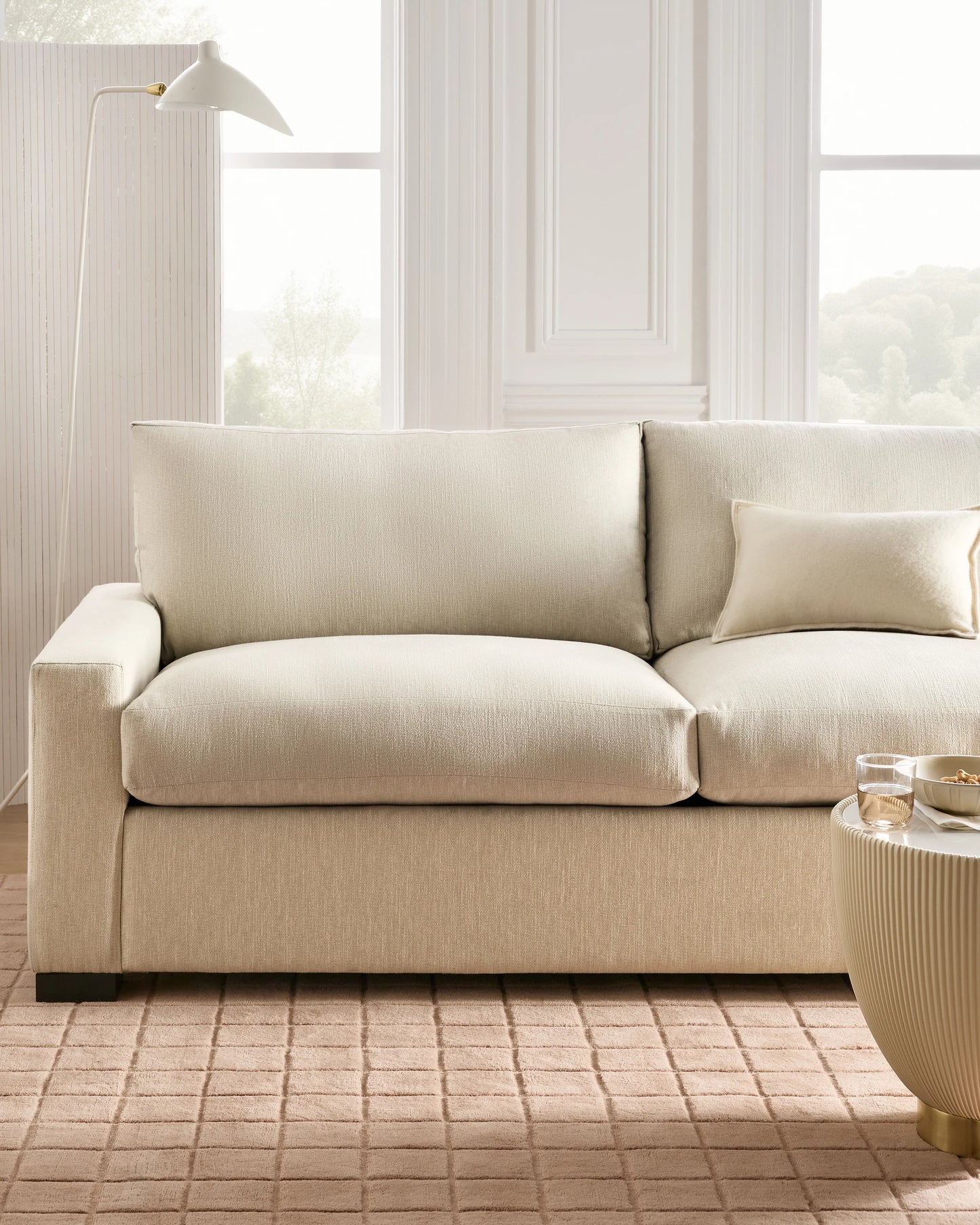 Stillman Sleeper Sofa in Performance Basketweave - Queen / Flax