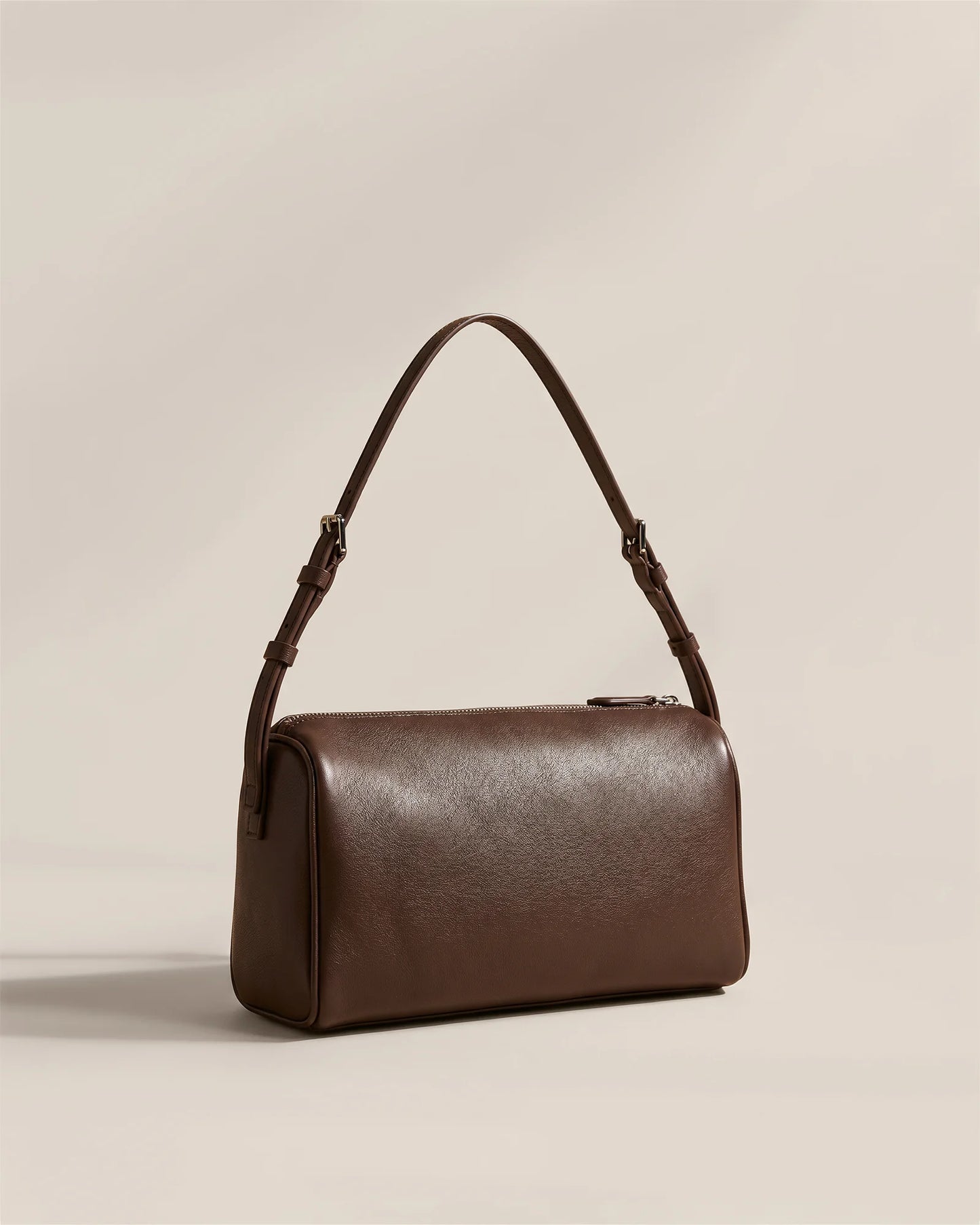 Italian Leather Mini Barrel Shoulder Bag - One Size / Dark Brown