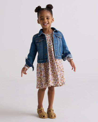 Organic Cotton Long Sleeve Skater Dress - 2T / Red Poppy Garden