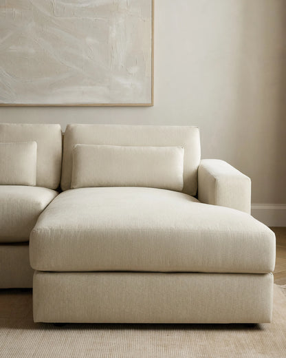 Ashford Deep Seat Chaise Sectional in Performance Chenille Linen Blend - 119" Right Arm / Ink