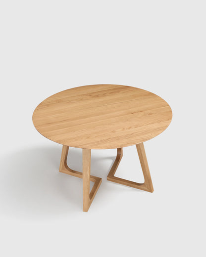 Solid Wood Midcentury Round Dining Table - One Size / Brown Walnut