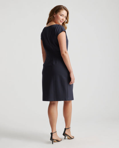 Ultra-Stretch Ponte Cap Sleeve Dress - XS / Ruby Red