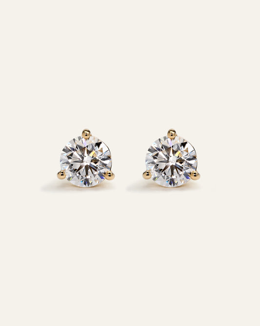 14K Gold Lab Grown Diamond Martini Studs - 4ctw - One Size / Yellow Gold