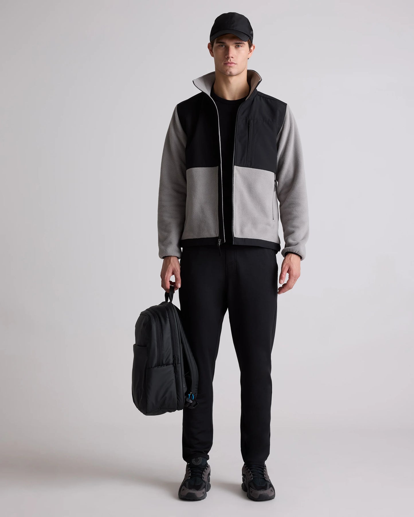 Polar Fleece Full-Zip Jacket - S / Gravel/Bold Black