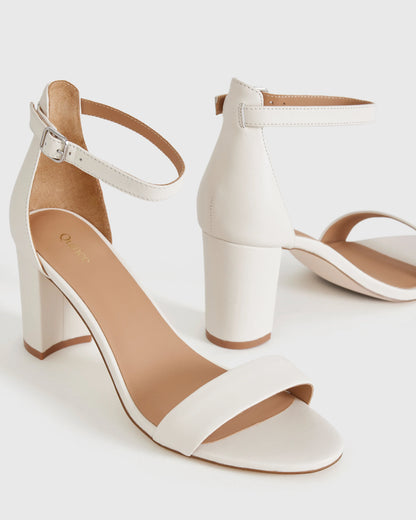 Italian Leather 65mm Block Heel - 5 / Cashew