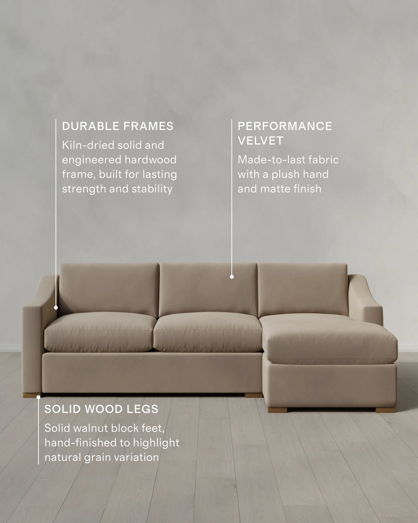 Hollis Slope Arm Chaise Sectional in Performance Velvet - 104" Right Arm / Spruce
