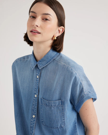 Chambray Tencel Short Sleeve Shirt - XS / Light Indigo