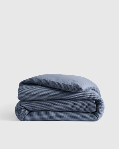 Organic Waffle Duvet Cover - Twin / White