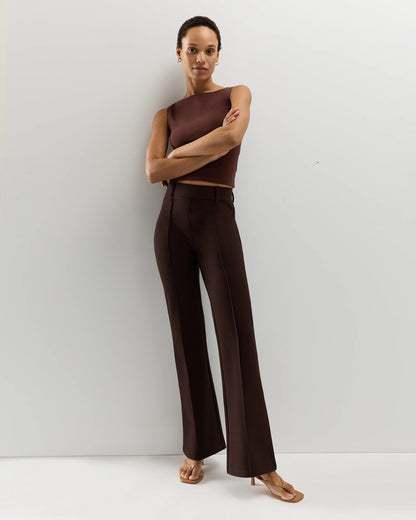 Ultra-Stretch Ponte Flare Leg Pants - XS / Espresso