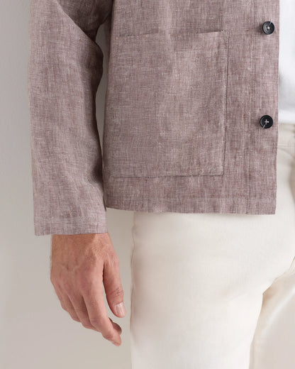 100% European Linen Chore Jacket - S / Flax