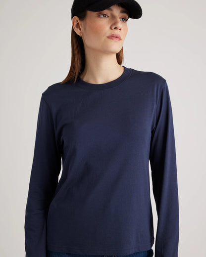 Cotton Modal Relaxed Long Sleeve Tee - XS / Black