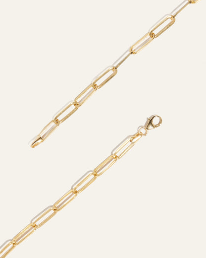 14K Gold Paperclip Chain Necklace - 4.4mm - 16" / Yellow Gold