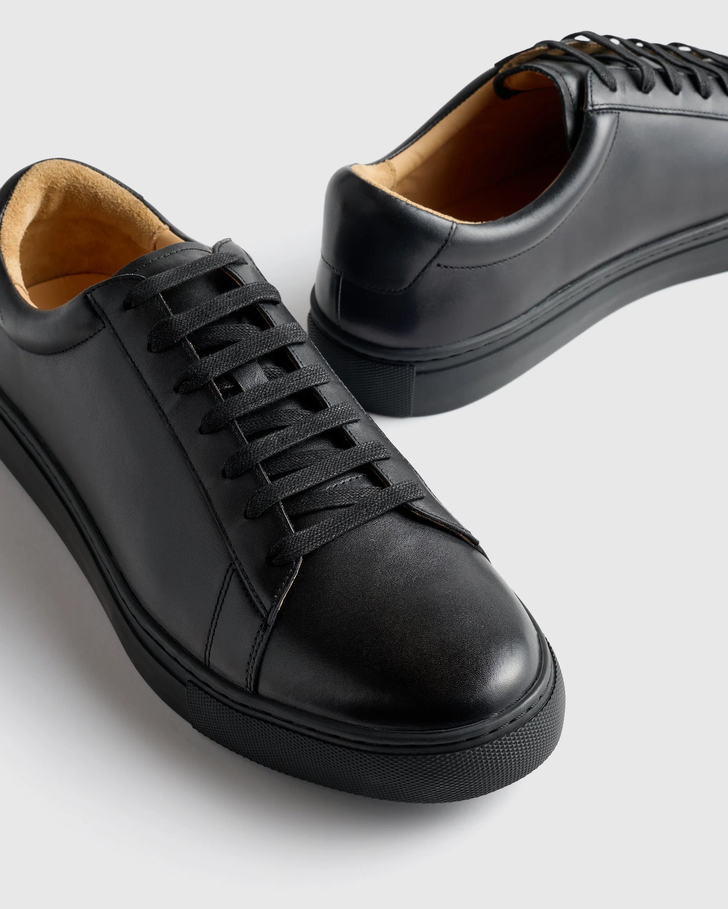 Italian Leather Everyday Sneaker - 7 / Black/Black