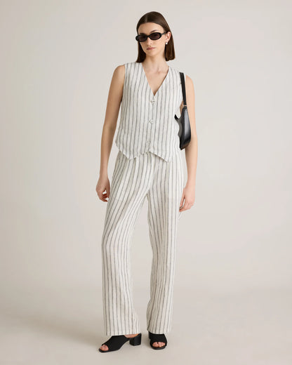 100% European Linen Pleated Trouser - 0 / Bayberry Olive
