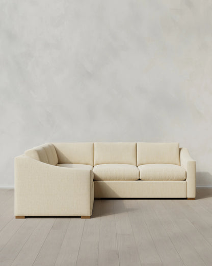 Hollis Slope Arm L Sectional in Performance Chenille Linen Blend - 110x110 / Snow