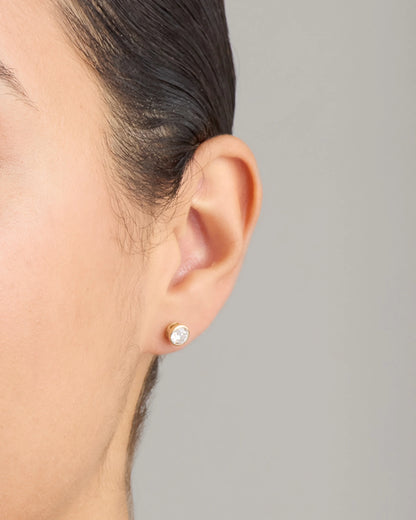 14k Gold Lab Grown Diamond Bezel Studs - 1ctw - One Size / Yellow Gold