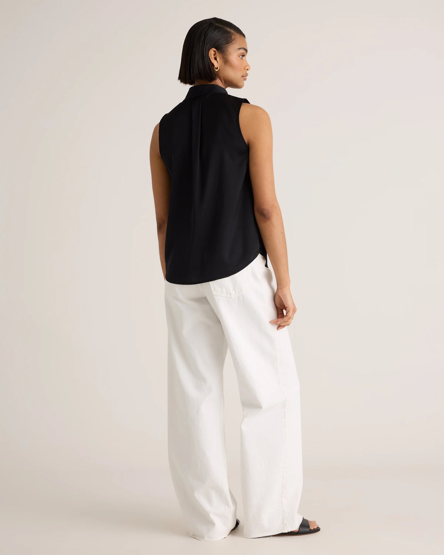Washable Stretch Silk Sleeveless Blouse - XS / Black