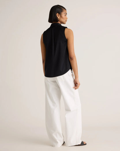 Washable Stretch Silk Sleeveless Blouse - XS / Black
