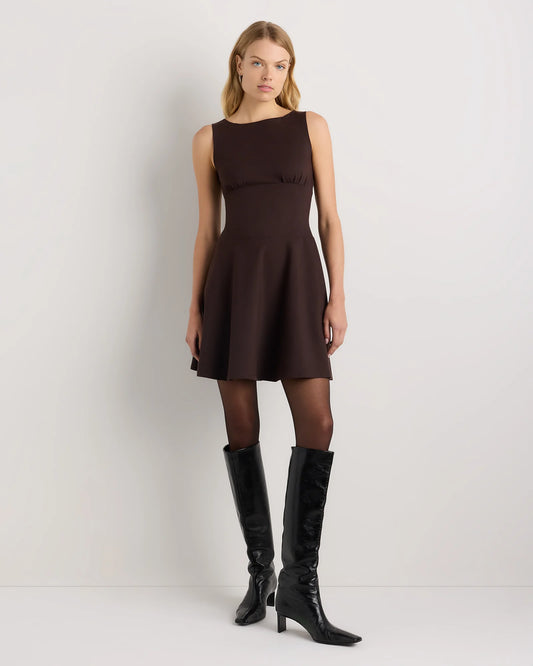 Organic Stretch Jersey Drop Waist Mini Dress - XS / Espresso