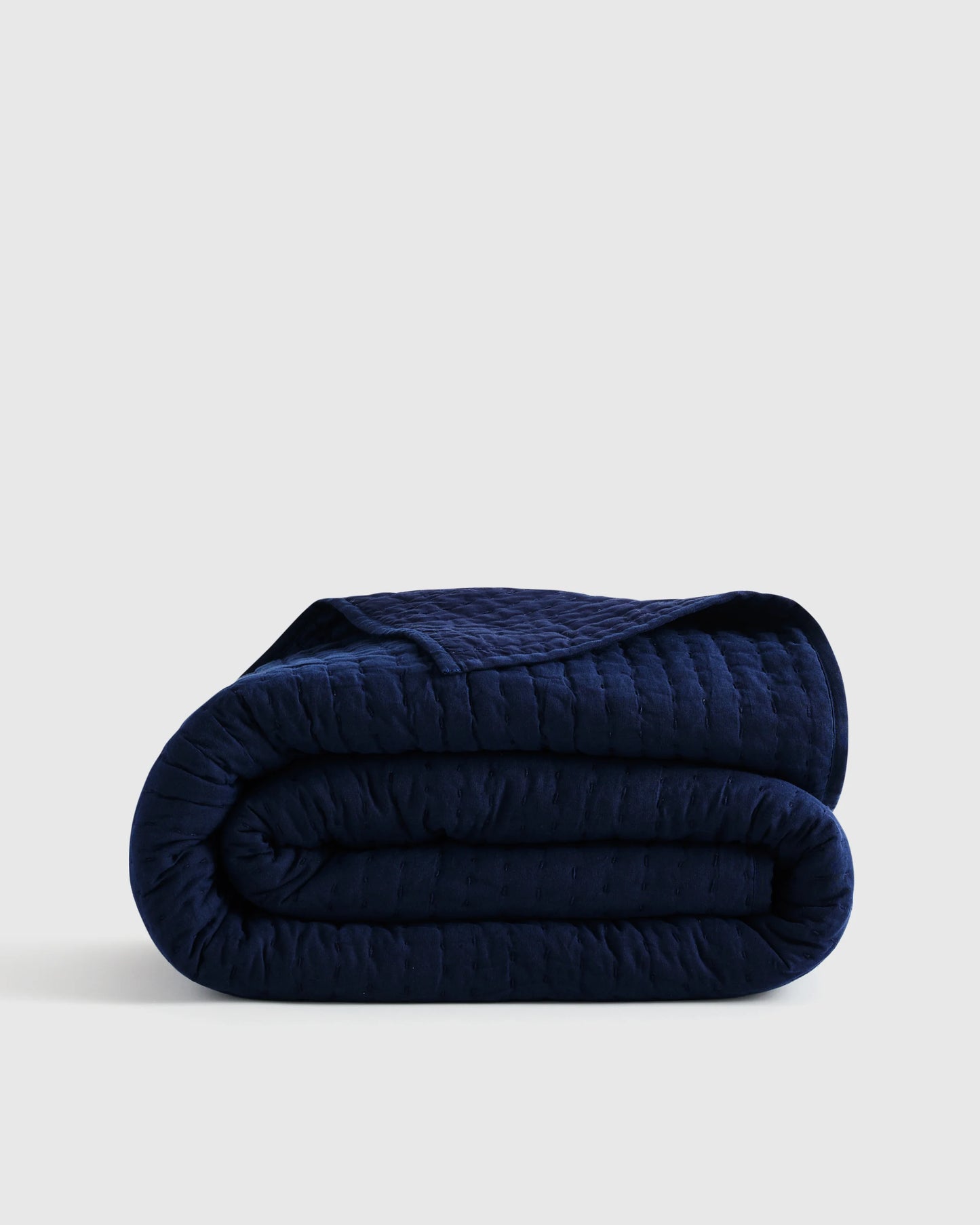 European Linen Cotton Stitch Quilt - Twin / Stone