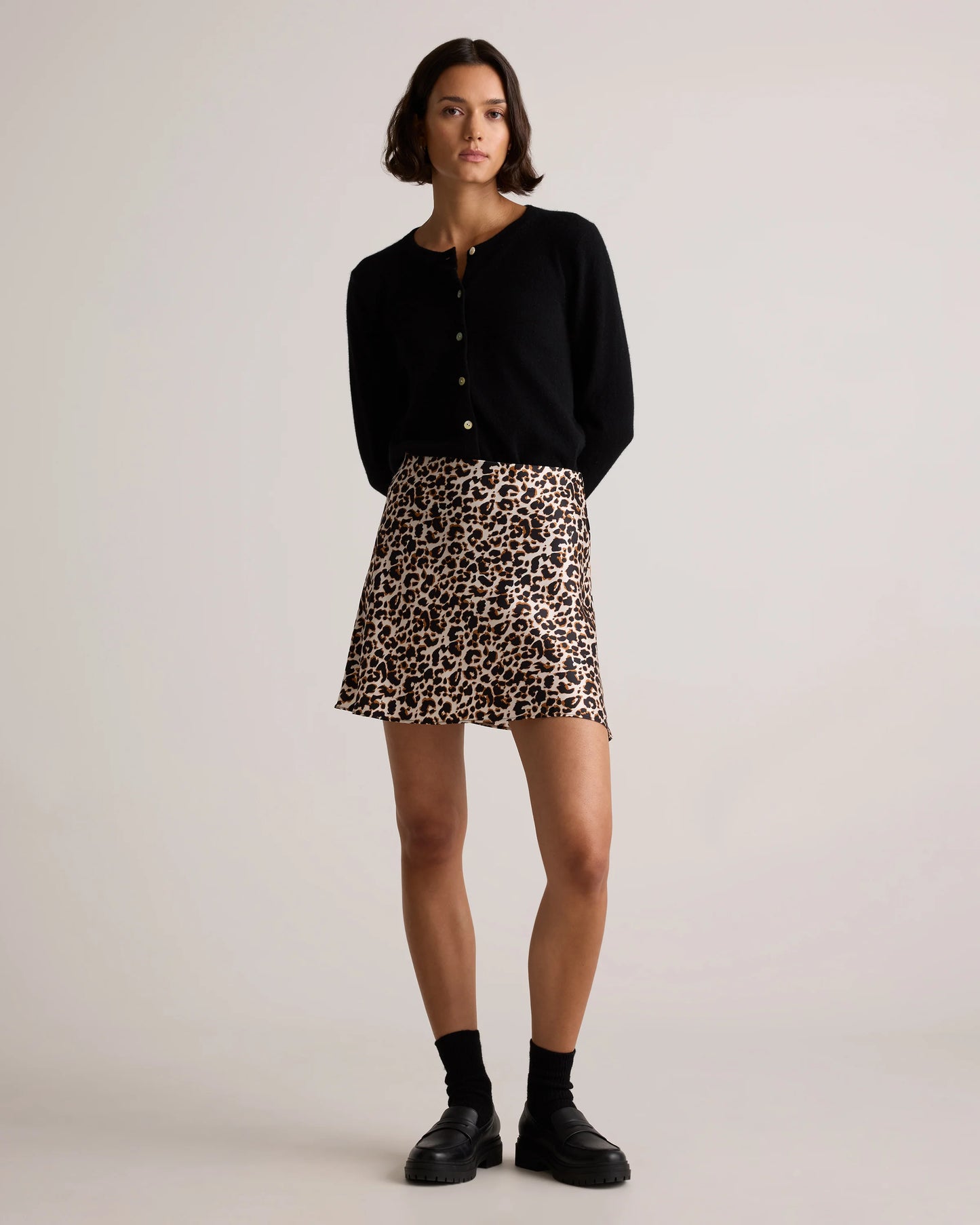 100% Washable Silk Mini Skirt - XS / Champagne