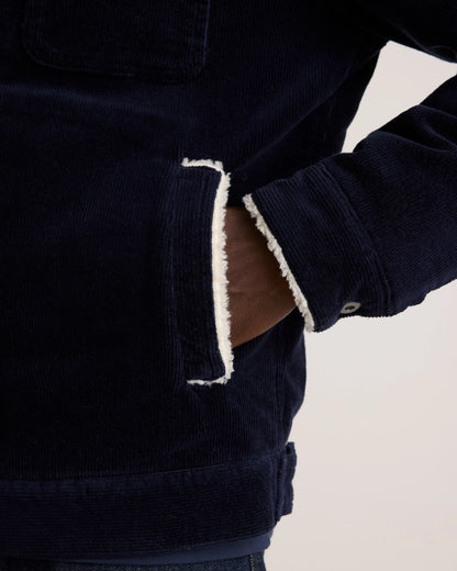 Organic Stretch Corduroy Sherpa-Lined Trucker Jacket - S / Espresso