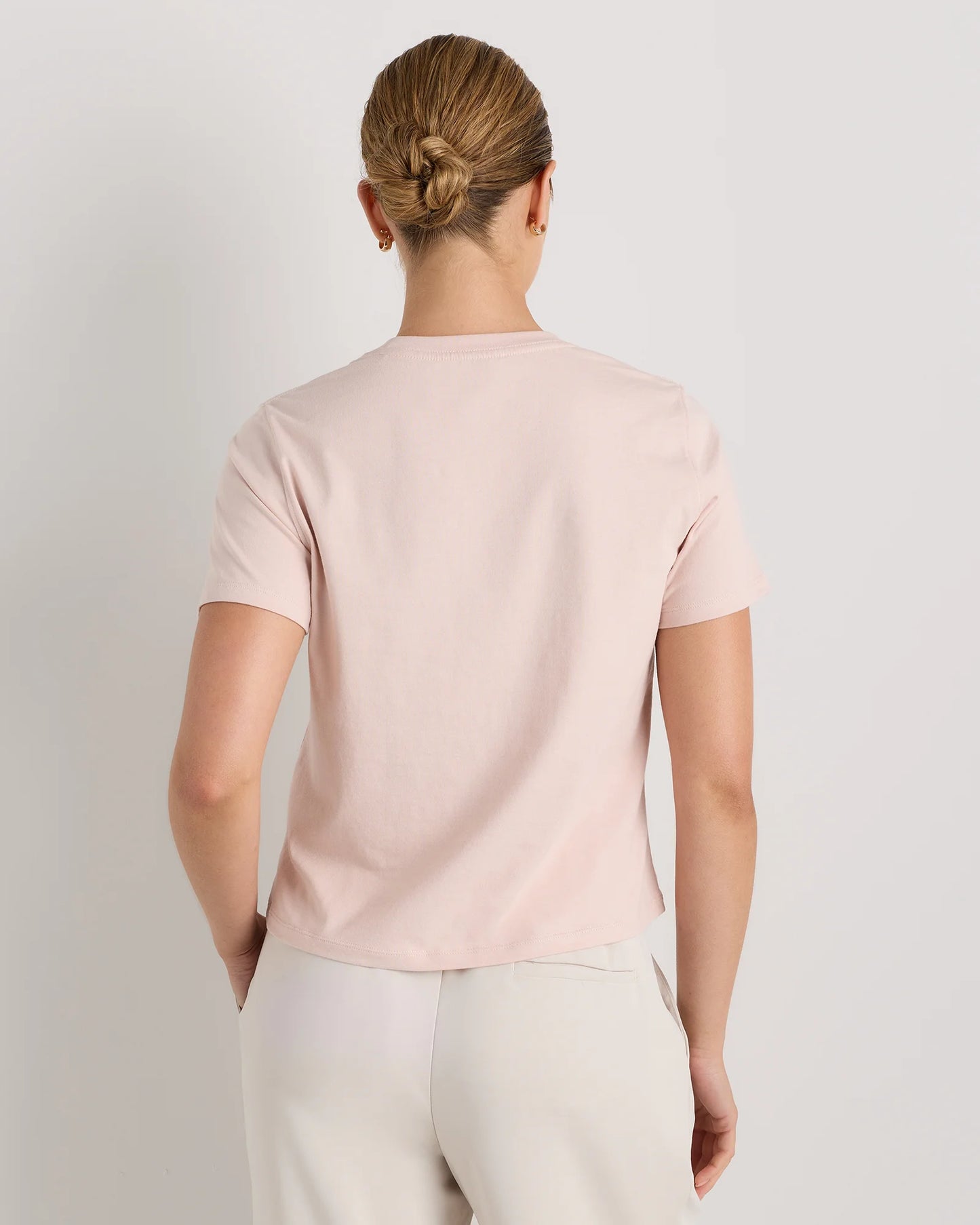 100% Organic Cotton Boxy Crewneck Tee - XS / Shell Pink