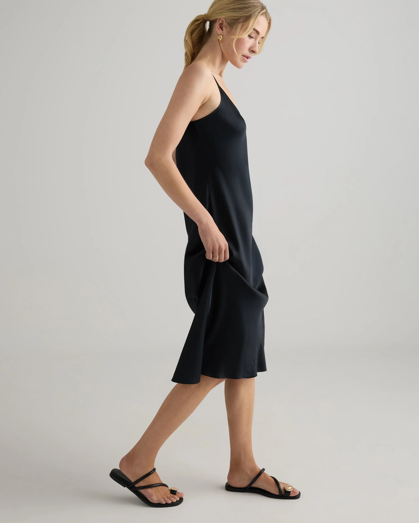 100% Washable Silk Slip Dress - XS / Black