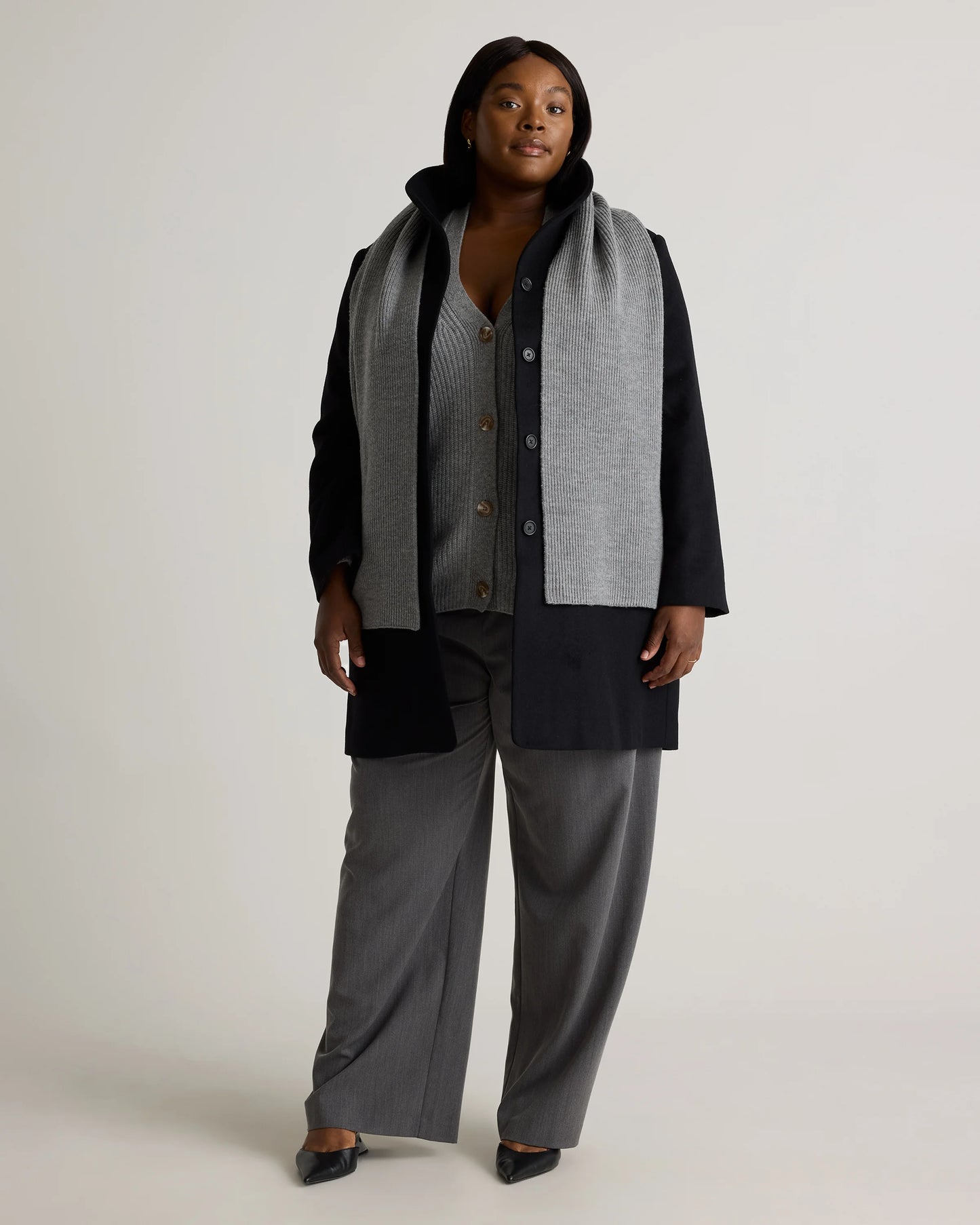 Merino Wool Fisherman Scarf - One Size / Heather Grey