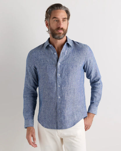 100% European Linen Relaxed Long Sleeve Shirt - XS / Flax