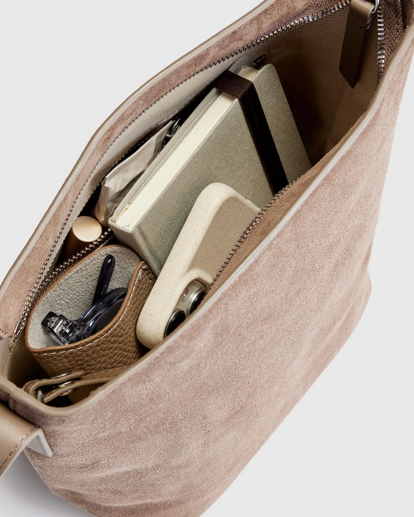 Italian Suede Bucket Crossbody - One Size / Sand