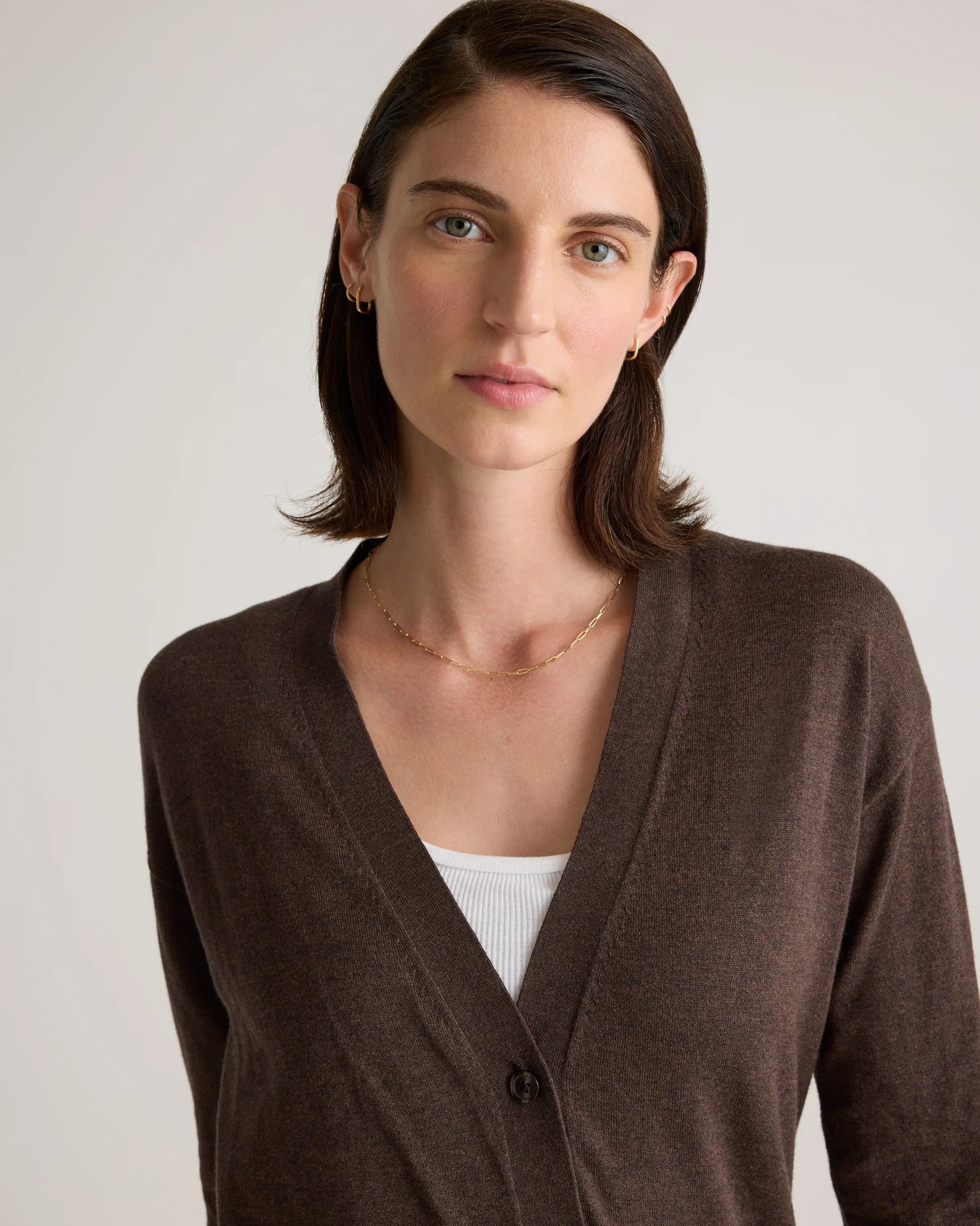 Lightweight Cotton Cashmere Cardigan - XS / Heather Oatmeal