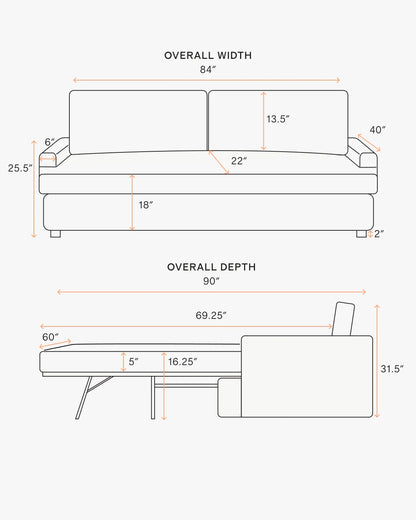 Sierra Curved Arm Sleeper Sofa in Performance Basketweave - One Size / Flax