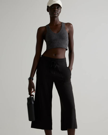 SuperSoft Fleece Cropped Wide Leg Pants - XS / Dried Fig