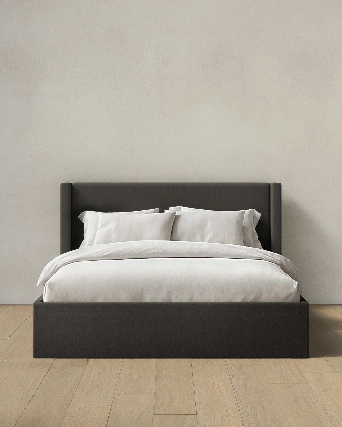 100% Linen Wingback Bed - Full / Canvas