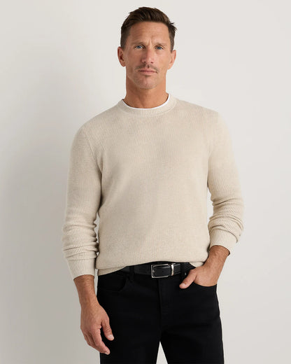 Organic Cotton Cashmere Waffle Crewneck Sweater - S / Bayberry Olive