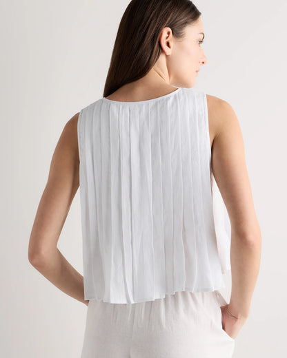 100% European Linen Pleated Tank - XS / Moonstone Blue