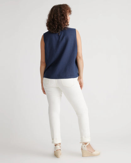 100% European Linen Tank - XS / Black