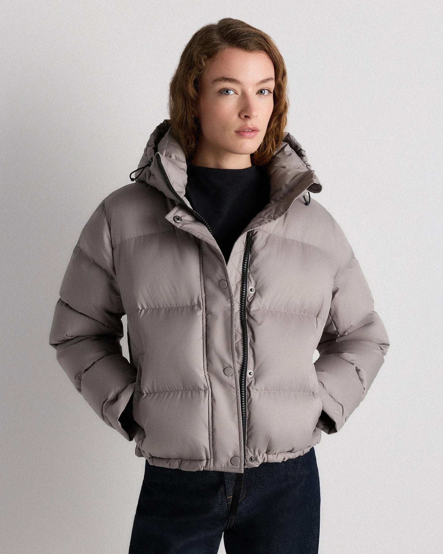 Responsible Down Cropped Puffer Jacket - XS / Shiny Black