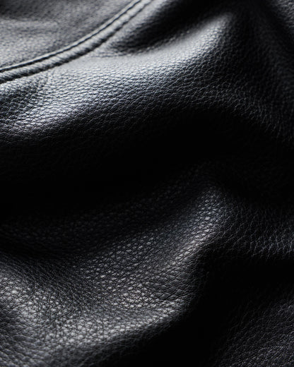 100% Leather Oversized Biker Jacket - XS / True Black