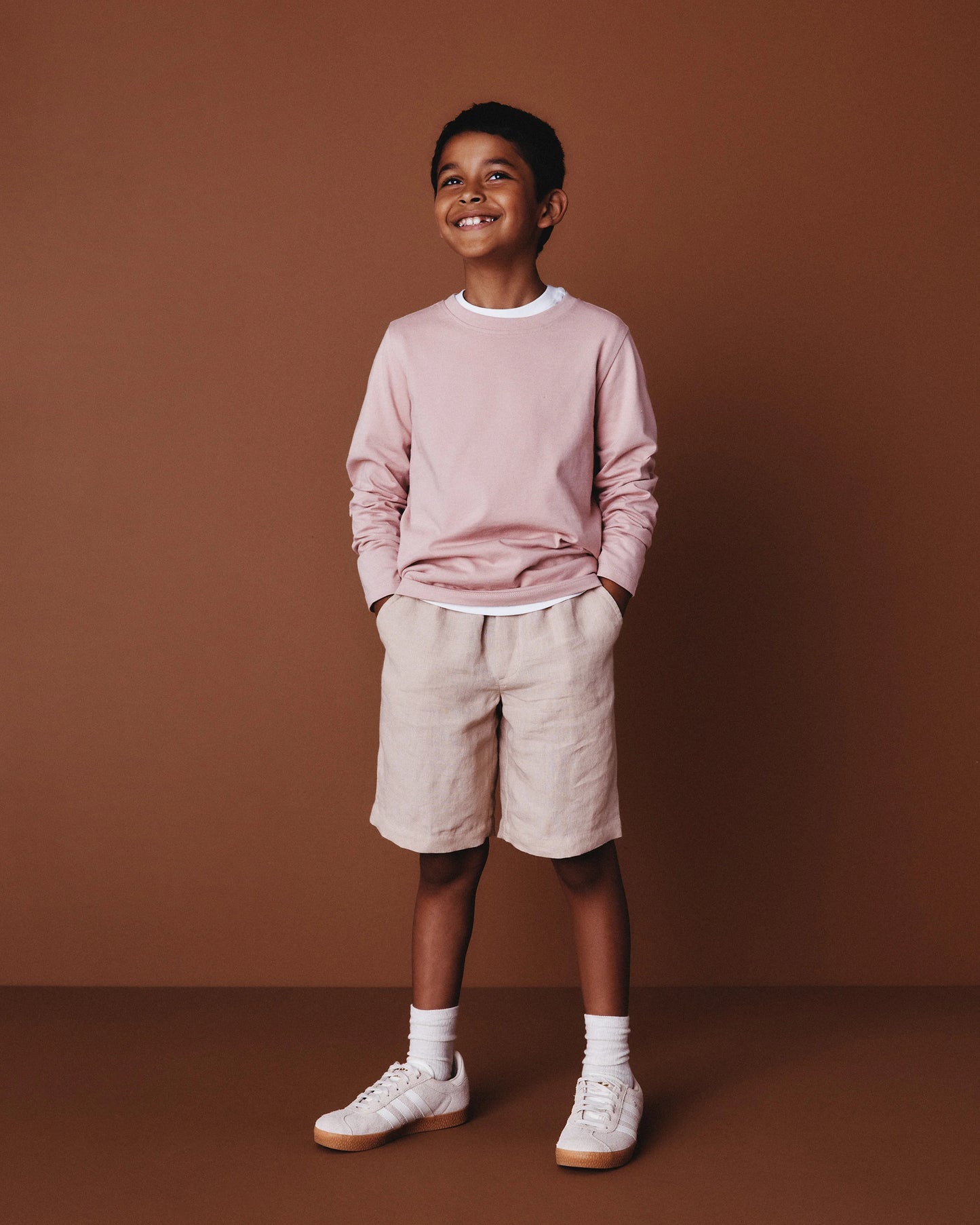 100% European Linen Pull-On Shorts - 6 / Blue Pinstripe