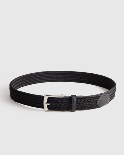 James Woven Stretch Belt - 30 / Black