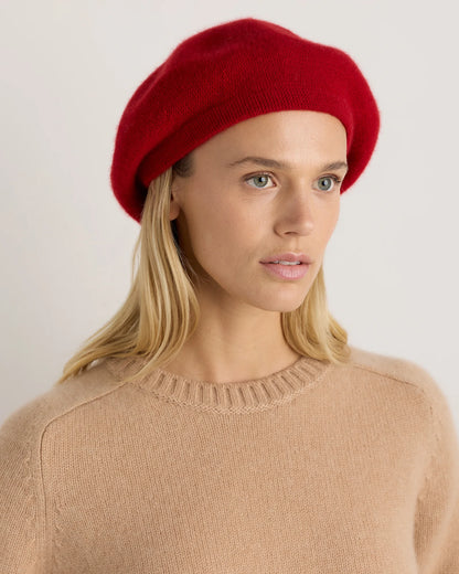 Mongolian Cashmere Beret - One Size / Varsity Red