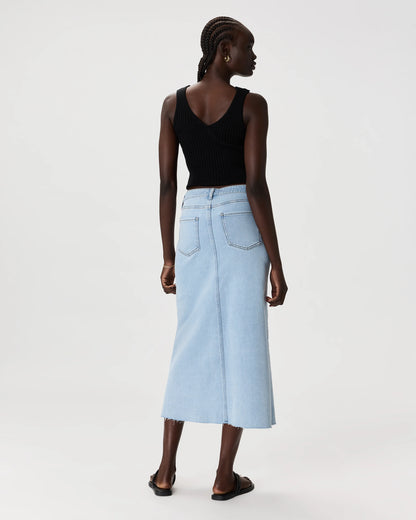 Stretch Denim 5-Pocket Midi Skirt - 24 / Obsidian Blue