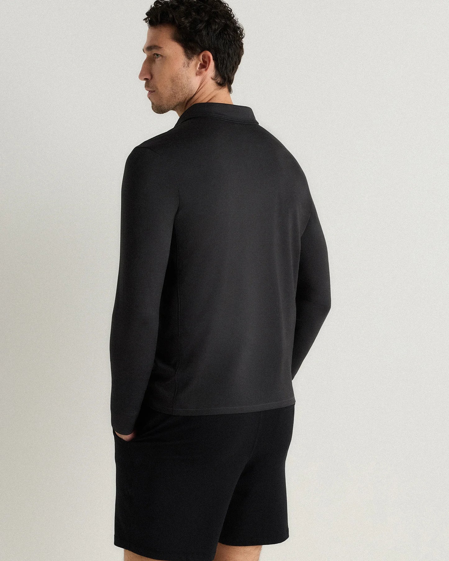 Flowknit Breeze Performance Long Sleeve Polo - XS / Heather Black